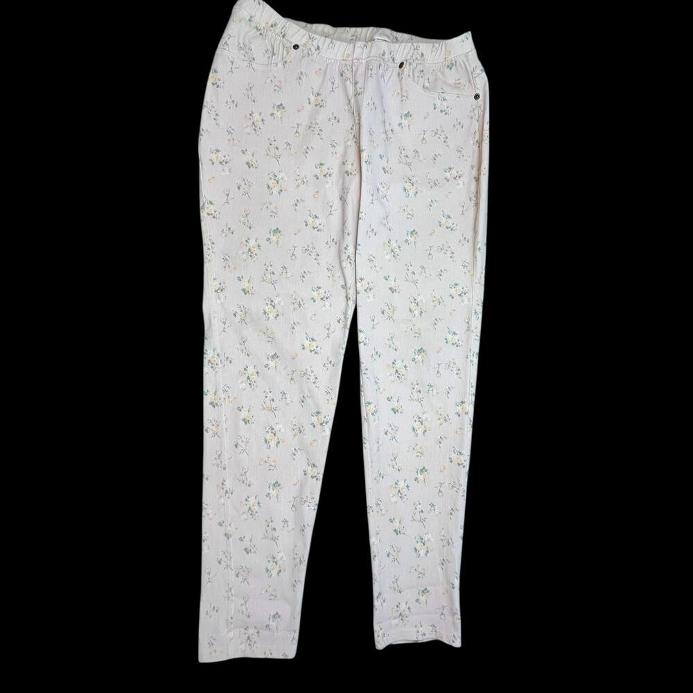 Lildy Jeggings Stretch Pale Pink with Flowers Womens Size Large Extra Large